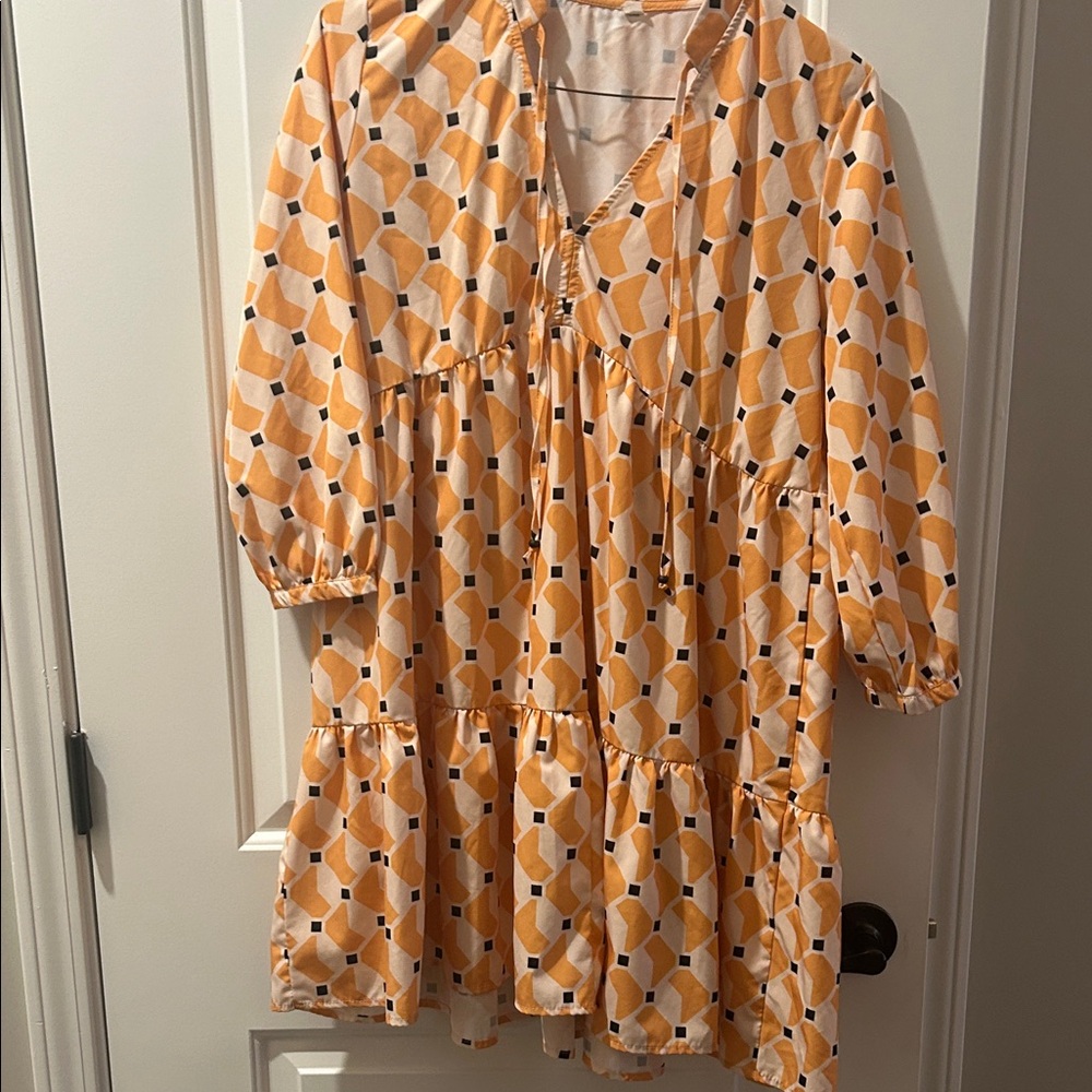 Charming Orange and White Everyday Dress